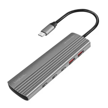 LogiLink USB 3.2 Gen2 Hub 4+1-port 2x USB-A 2x USB-C PD 100W aluminium
