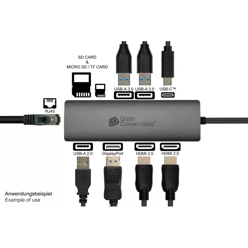 Koncentrator interfejsów Alcasa HUB-C001A USB Type-C 5000 Mbit/s Antracyt