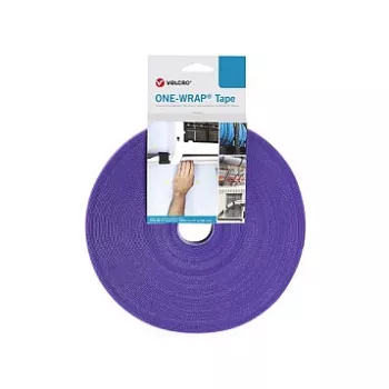 Taśma na rzepy do kabli Velcro 25 m x 20 mm, rolka ciągła — fioletowa