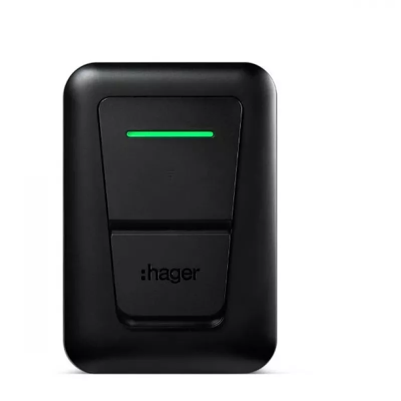 Ścienna stacja ładowania EV Hager witty one 11 kW 3-fazowa z gniazdem Type 2, RFID, Bluetooth, kablem 4,5 m, IP55, IK10