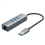 Adapter USB 3.0 extra digital CA913374 — 3-portowy hub USB na RJ45, kabel 0,15 m