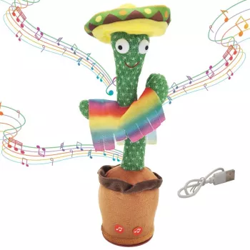 Tańczący Kaktus Zabawka z Sombrero Extralink Toys, Śpiewająca dla Dzieci LED USB