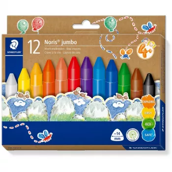 Kredki świecowe Staedtler Noris Jumbo — 12 kolorów, nietoksyczne, rozmiar jumbo