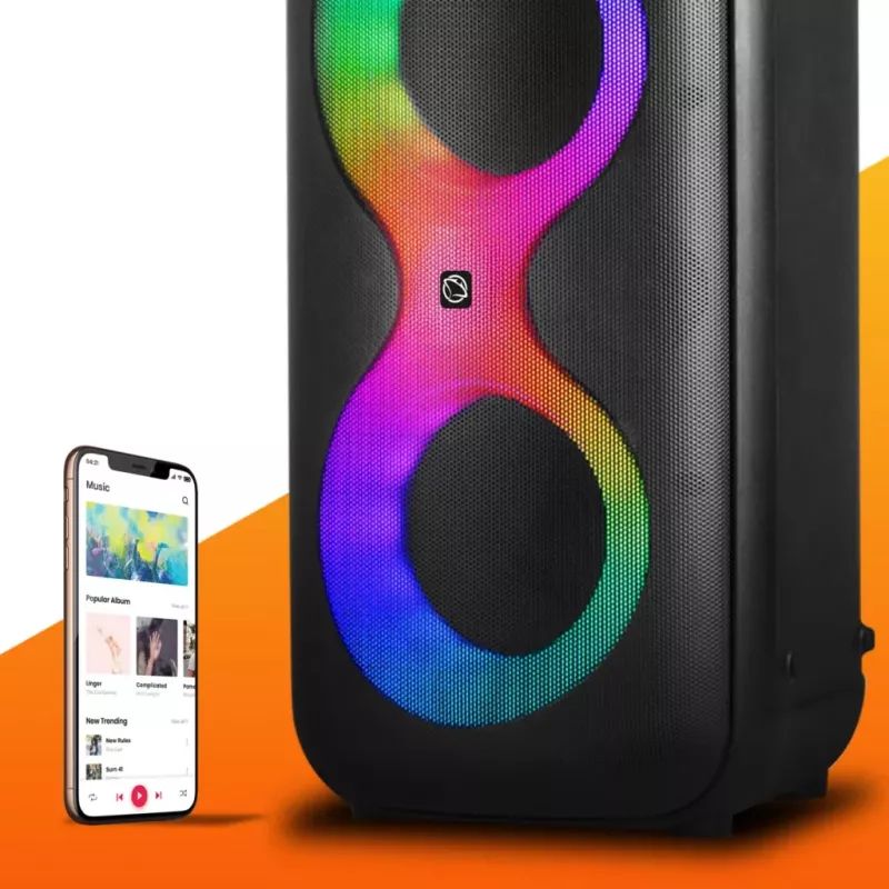 Przenośne centrum muzyczne MANTA SPK0401B100 głośnik Bluetooth, 100 W mocy szczytowej, radio FM, karaoke, wbudowany akumulator, X-BASS