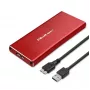 Obudowa SSD QOLTEC 51831 USB 3.0 dla dysków M.2 SATA do 2 TB, czerwona, obsługa długości 30 mm, do 4 dysków