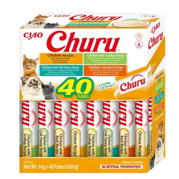 Przysmaki dla kota INABA Churu Variety Box — Pasta z kurczaka, 40 × 14 g, bez zbóż, glutenu i soi