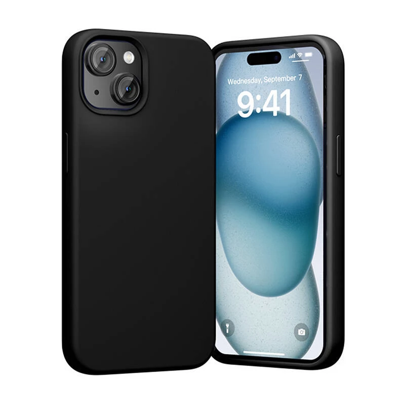 Silikonowe etui Vention KUFB0-20 do iPhone 15 Plus — czarne, smukła ochrona