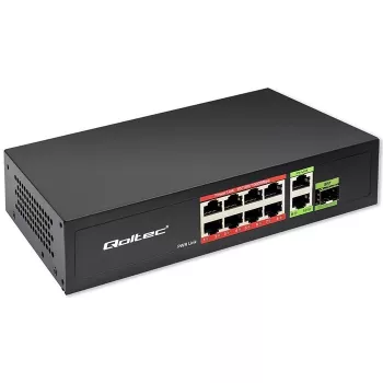 Przełącznik Ethernet QOLTEC 52297 PoE RJ45 z łączem uplink PoE i portem SFP
