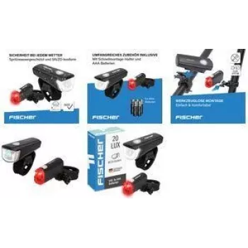 Zestaw lampek rowerowych FISCHER FAHRRAD LED zasilany bateriami czarny 50760