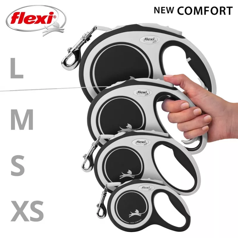 Flexi nowy COMFORT 8 m Czarny, Szary smycz automatyczna dla psa