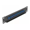 Patch panel światłowodowy DeLOCK 10 cali 12 portów SC Simplex niebieski 1U czarny