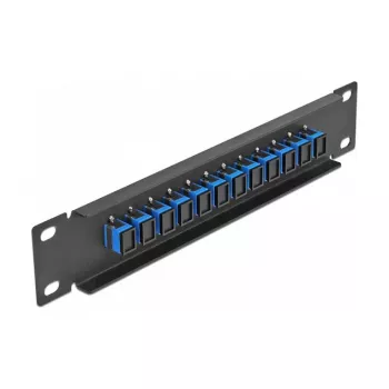 Patch panel światłowodowy DeLOCK 10 cali 12 portów SC Simplex niebieski 1U czarny