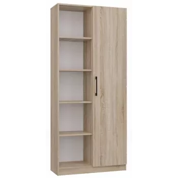 Regał biurowy Top e shop RD-80 SONOMA KPL, wykończenie dąb, 10 półek, 800×300×1820 mm, rama z płyty wiórowej