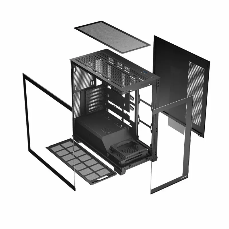 Obudowa PC MODECOM Volcano Stellar NF ATX midi tower, szkło hartowane, czarna, obsługuje płyty ATX/micro ATX, GPU do 420mm, chłodzenie CPU 175mm