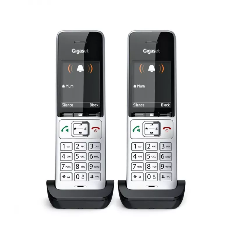Gigaset COMFORT 500HX duo Analogowy/telefon DECT z identyfikacją rozmówcy Czarny, Srebrny
