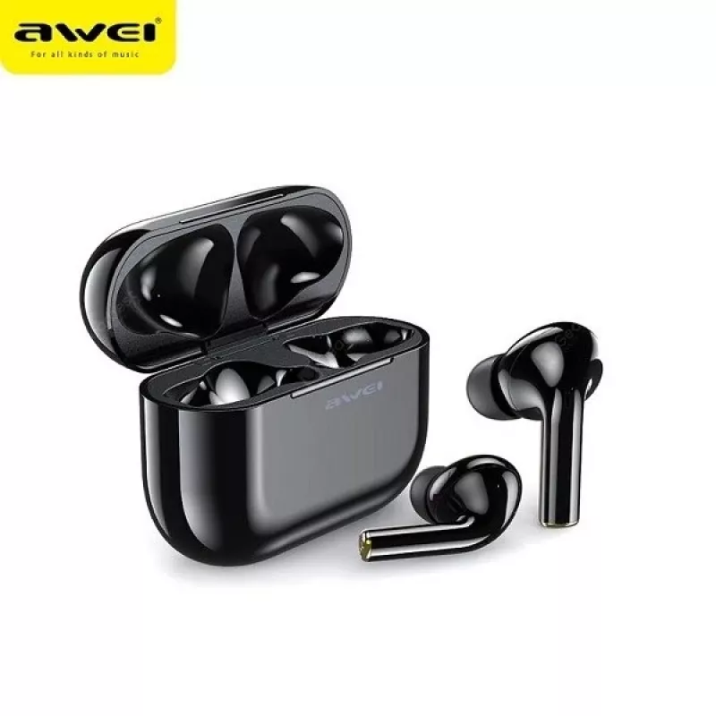 AWEI Bluetooth 5.0 T29 bezprzewodowe słuchawki TWS + stacja dokująca czarny/czarny