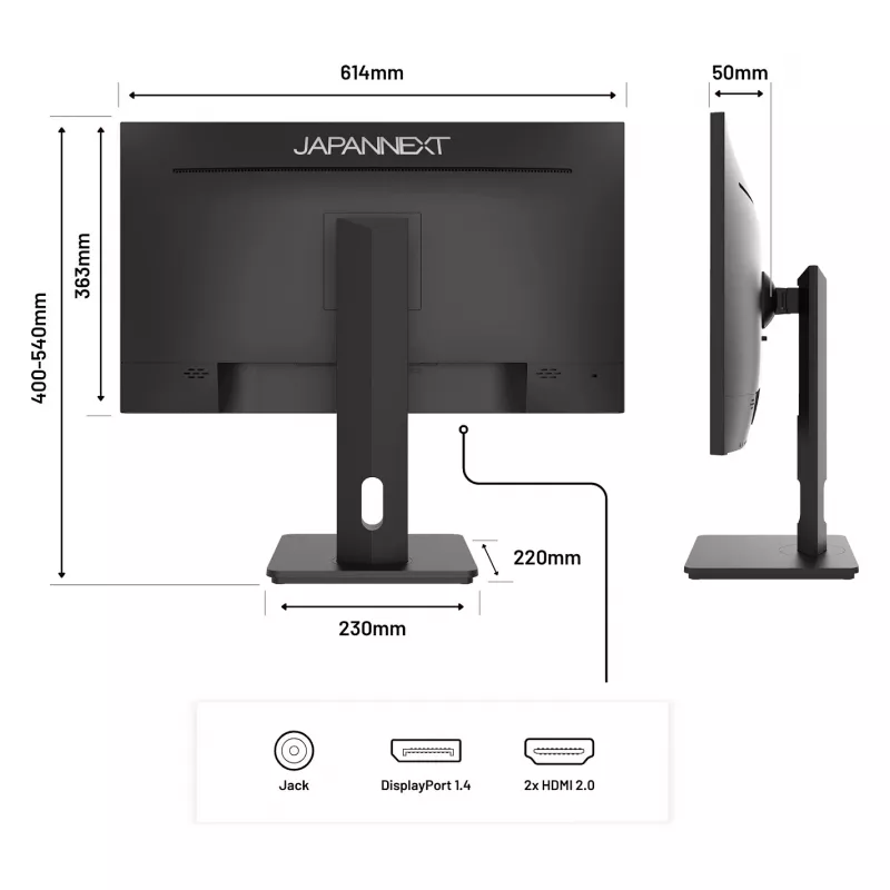JAPANNEXT JN-27IPS4FLWQHDR-HSP 16:9 HDMI/DP WQHD - Monitor płaski (TFT/LCD)