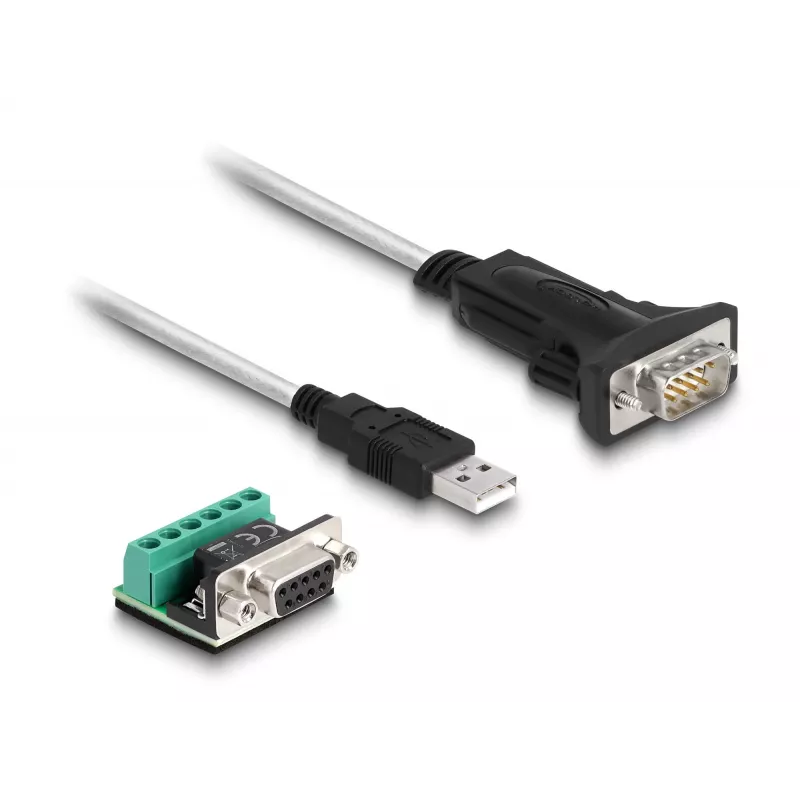 DeLOCK 63465 Kabel szeregowy Czarny Przezroczysty 1.8m USB Typ-A DB-9