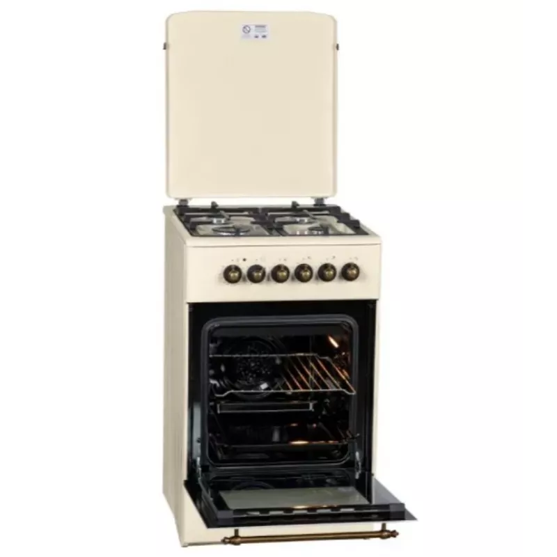 Kuchenka gazowo-elektryczna MPM MPM-56-KRM-14, 56 cm, 4 palniki gazowe, piekarnik elektryczny, kremowy