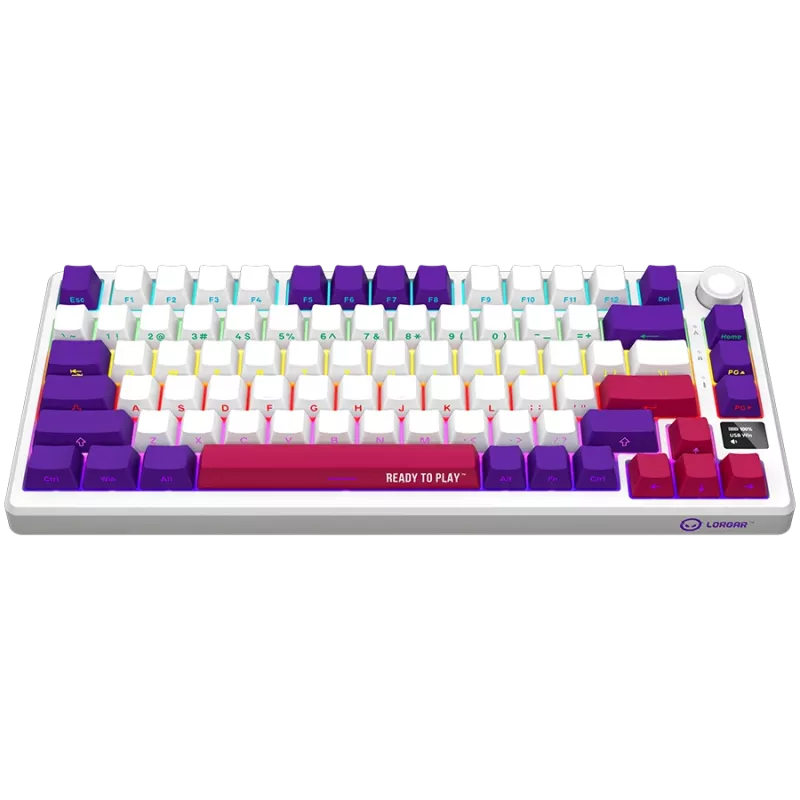 LORGAR KBP7075W, Bezprzewodowa 75% Mechaniczna Klawiatura Gamingowa Pro, Biała, układ EN