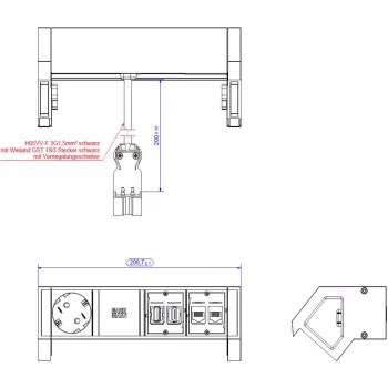 BACHMANN DESK2 1xCEE7/3 1xHDMI 2xCAT6A (902.3059)