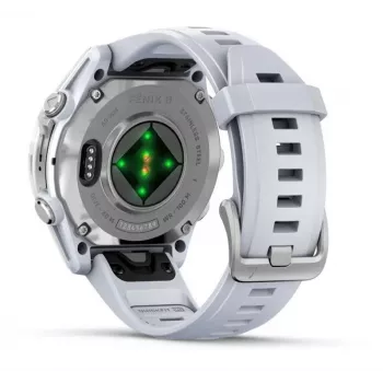 Garmin Fenix 8 3,3 cm (1,3 cala) AMOLED 43 mm Cyfrowy 416 x 416 pikseli Ekran dotykowy Srebrny Wi-Fi GPS (satelitarny)