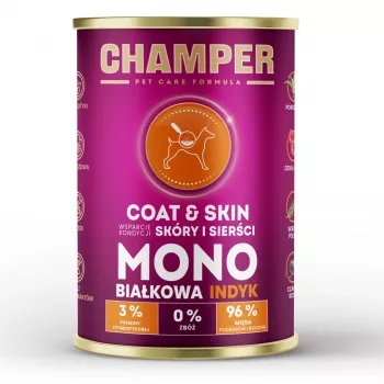 CHAMPER Coat & Skin Monoprotein Salmon - karma mokra dla psów - 400g