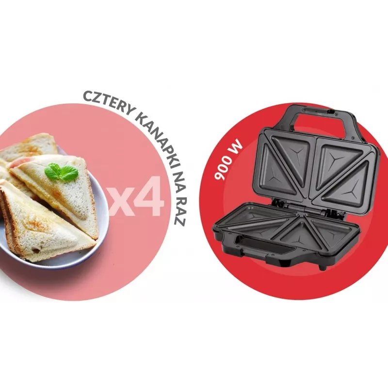 Opiekacz do kanapek MPM MOP-45M, płyty nieprzywierające, pojemność 2 kromki