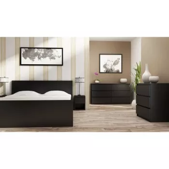 Komoda top e shop M3 CZERŃ — 3 szuflady, płyta wiórowa, 700×400×770 mm, czarny