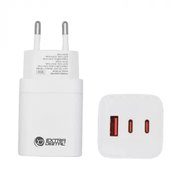 Ładowarka EXTRA DIGITAL GaN 2x USB Type-C, USB Type-A: 65W, PPS