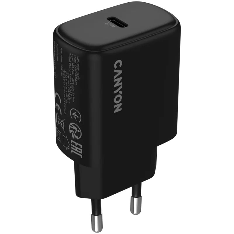 Ładowarka CANYON OnCharge 200 20W 1xPD EU Czarny