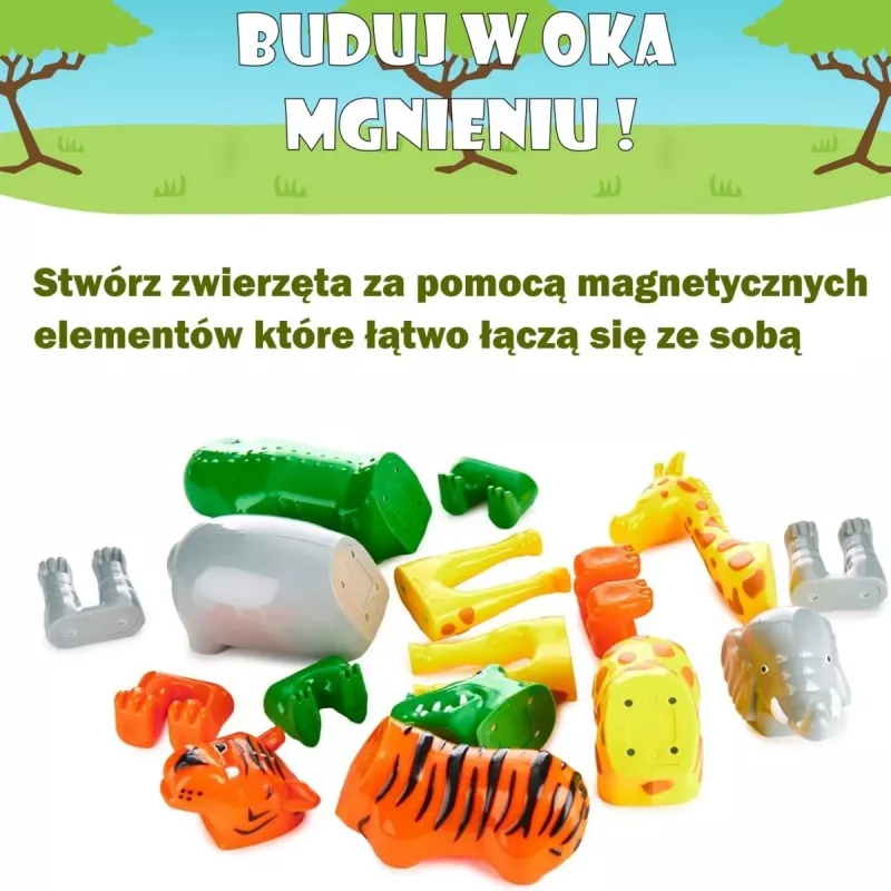 Animal Popular Playthings Magnetyczne Mieszaj i Dopasowuj Zwierzęta Wielokolorowe