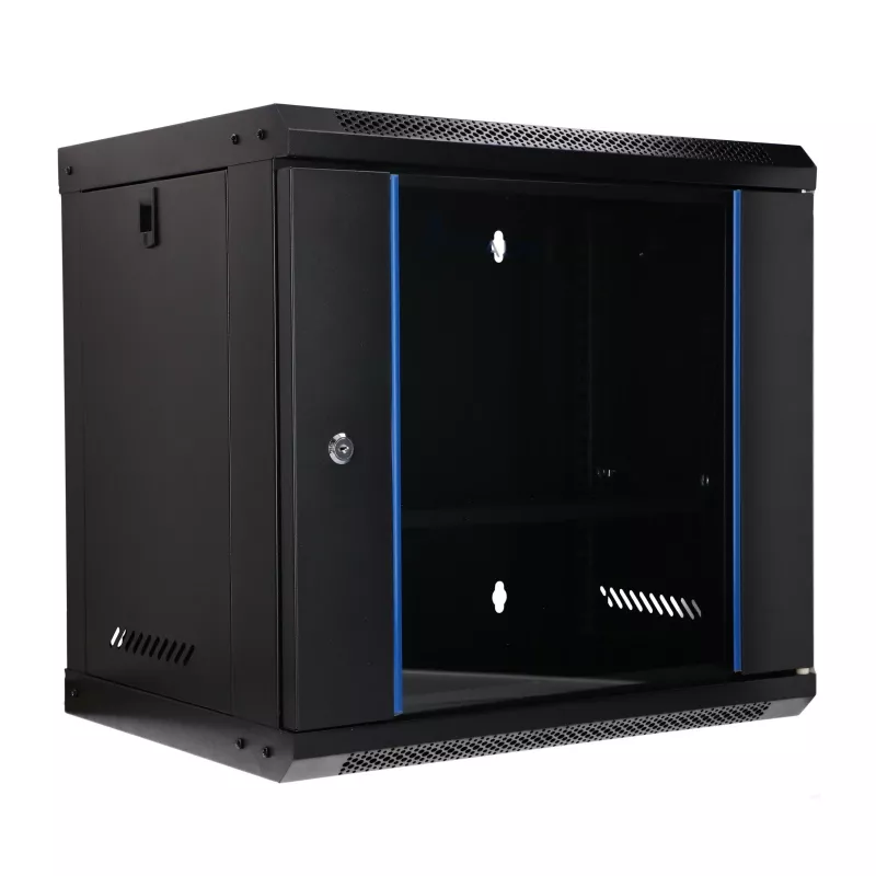 EXTRALINK LITE 9U 530X400 CZARNA SZAFKA RACK DO MONTAŻU NA ŚCIANIE Z PÓŁKĄ
