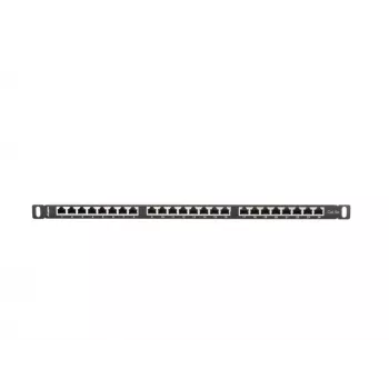 Patch panel LANBERG PPS5-0024-B 24-portowy CAT5e, metalowy, 0,5U, 445×99×22,3 mm, czarny