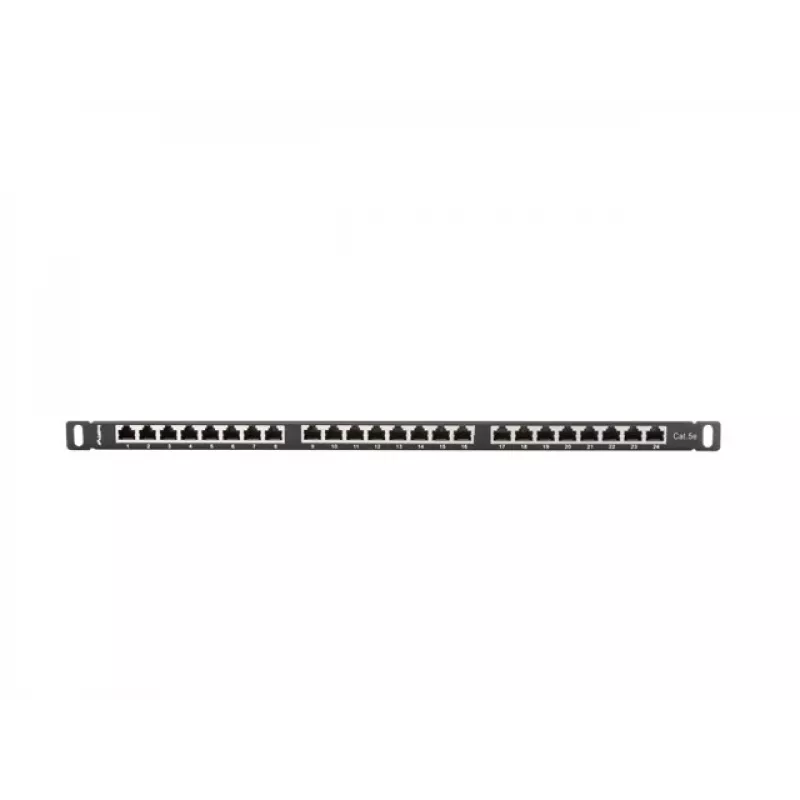 Patch panel LANBERG PPS5-0024-B 24-portowy CAT5e, metalowy, 0,5U, 445×99×22,3 mm, czarny
