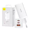 Ładowarka sieciowa Baseus GaN5 Pro 65 W — USB + 2×USB-C (QC3.0, PD3.0) z kablem USB-C 1 m, biała