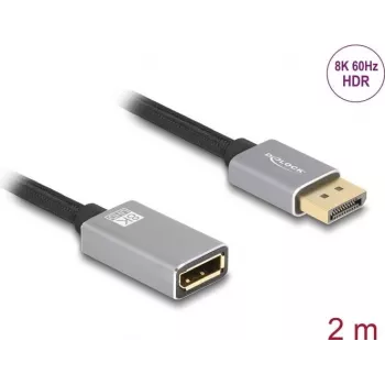 DeLOCK kabel przedłużający DisplayPort 8K 60 Hz 2 m szary metal bez zatrzasku