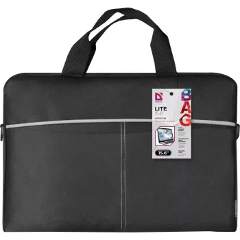 Torba na laptop DEFENDER Lite 39,6 cm (15,6 cala) Czarny/Szary, poliester, zamek błyskawiczny, uchwyt, odpinany pasek na ramię