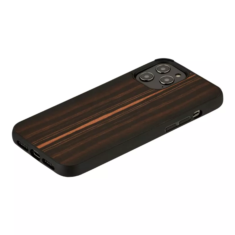Etui na telefon Man and Wood dla iPhone 12 Pro Max — czarne hebanowe, ochronna twarda skorupa