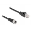 adapter kablowya DeLOCK M12 z kodowaniem D, 4-stykowe gniazdo żeńskie na wtyk RJ45 męski, 50 cm