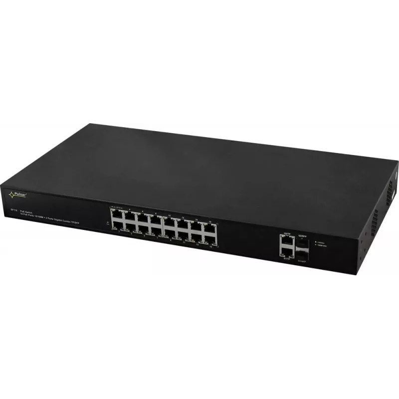 Przełącznik sieciowy PULSAR SF116 zarządzalny Fast Ethernet (10/100) Power over Ethernet (PoE) 1U czarny