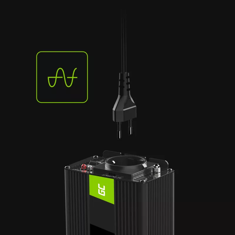 GREEN CELL Przetwornica samochodowa 12V na 230V 150W/300W czysty sinus