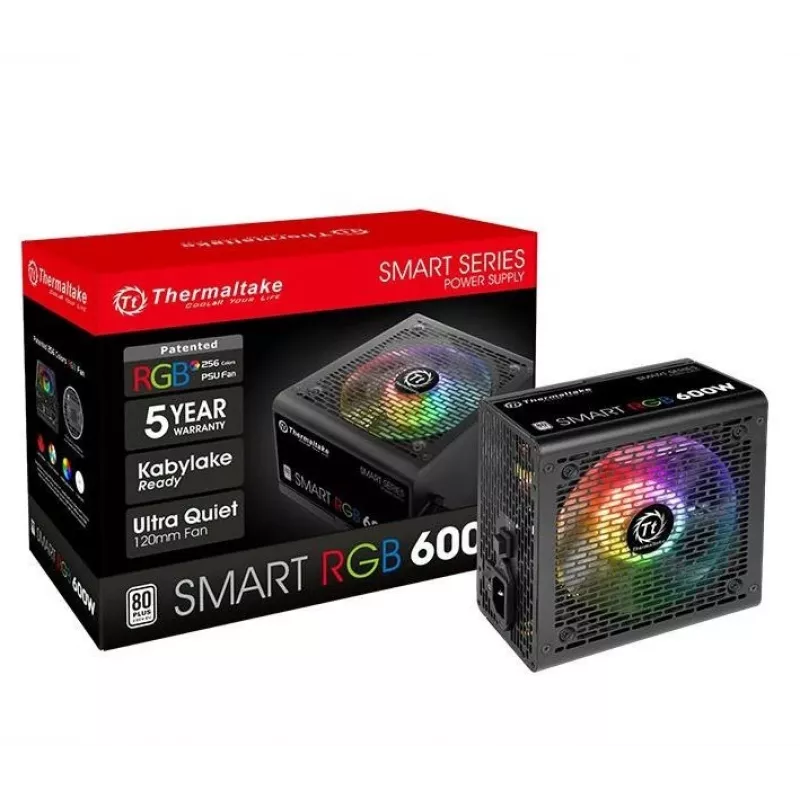Thermaltake SMART RGB PS-SPR-0600NHSAWE-1 - Zasilacz (wewnętrzny) - ATX12V 2.3 - 80 PLUS - AC 230 V - 600 W - aktywny PFC - Czarny