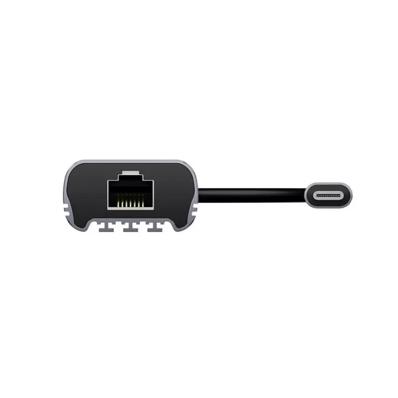 Adapter USB-C do RJ45 Unitek U1343AGY01 — Ethernet 5 Gb/s, USB-C (męski) do RJ45 (żeński), szary, kabel 0,15 m