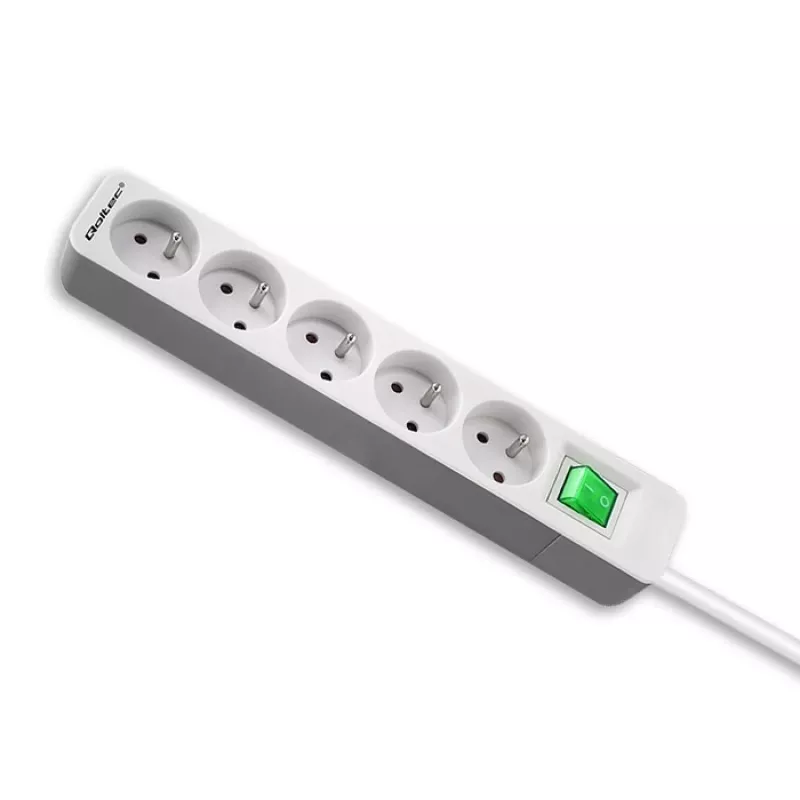 Listwa zasilająca Qoltec 50290 1,8 m, 5 gniazd AC, wewnętrzna, biała