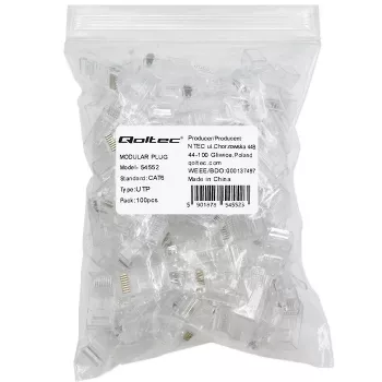 Modułowe złącze RJ45 QOLTEC 54552 CAT6 UTP, opakowanie 100 szt.