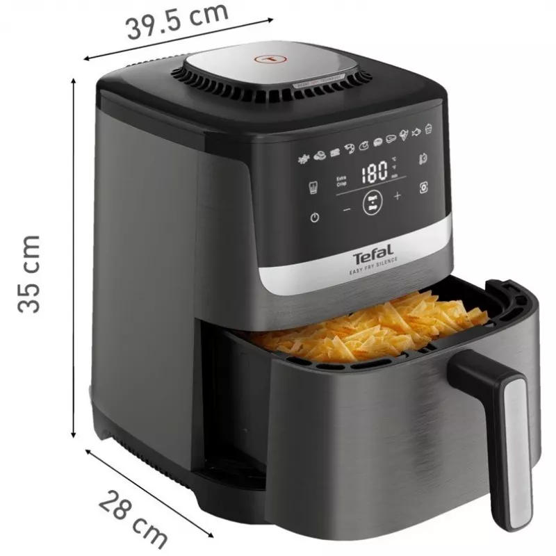 Frytownica Tefal Easy Fry Silence EY551HE0 Pojedyncza 5 L Wolnostojąca Frytownica beztłuszczowa Czarna, Szara, Stal nierdzewna