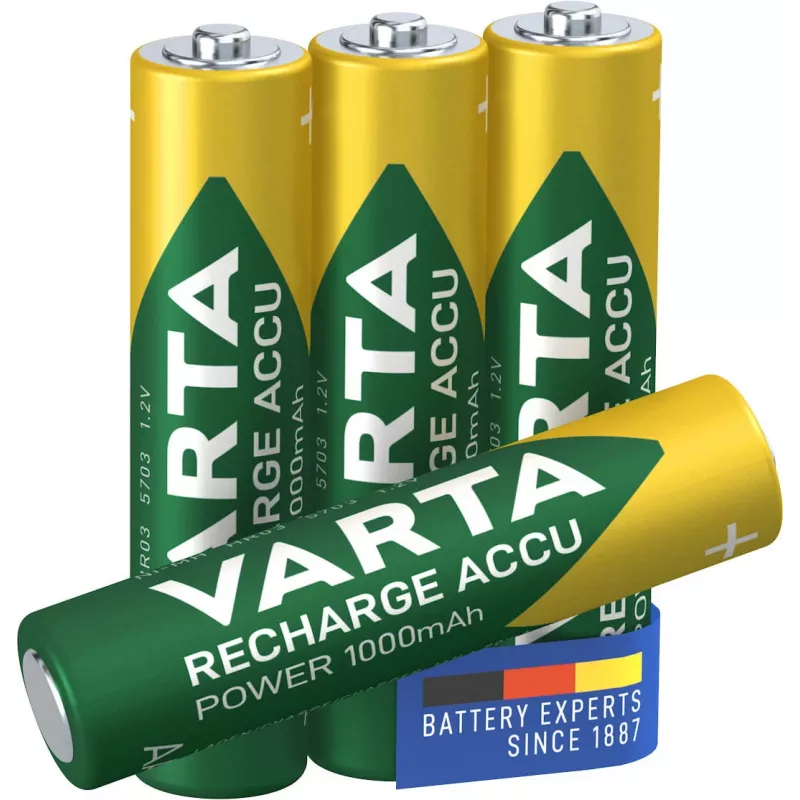 VARTA HR03 AAA Recharge Accu Moc 1000 mAh 05703 akumulatorki 4 szt. Zielony, Żółty