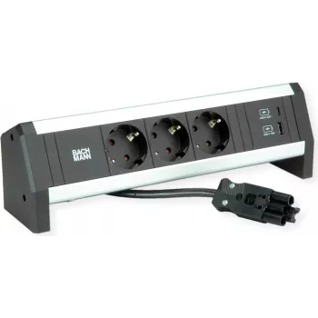 BACHMANN Desk1 3x gniazdo z uziemieniem, ładowarka USB, GST18 0,2m