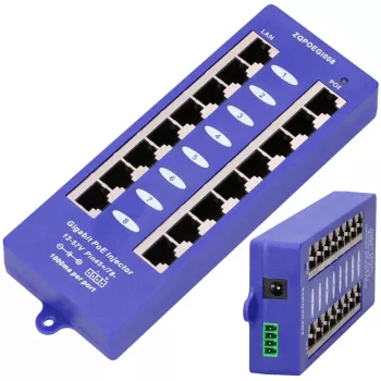 Iniektor PoE Extralink Gigabit 8 Portów 1000Mb/s RJ45 Tryb B